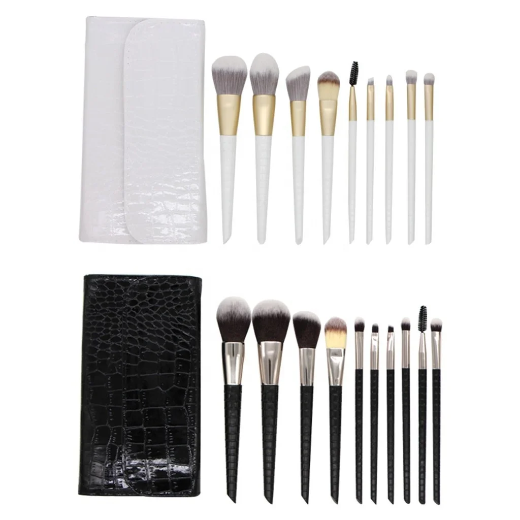 Crocodile Grain Makeup Brushes Set Foundation Blush Contour Powder Liquid Cream Face Eyeshadow Brushes Kit