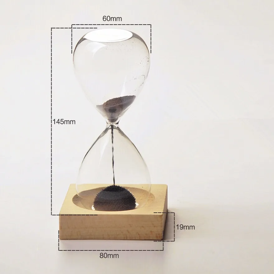 Custom Sand Timer Unique Clock Hour Glass Magnetic band Wooden base Hourglass