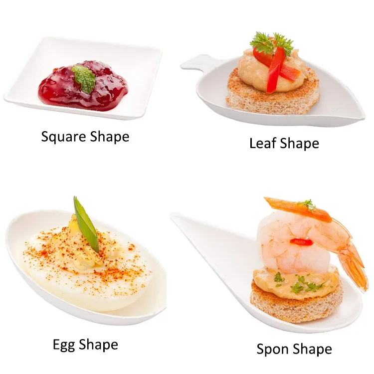 Irregular Shape Sugarcane Sauce Dish Biodegradable Mini Leaf Shaped Plate Bagasse Pulp Dessert Dish For Sauce