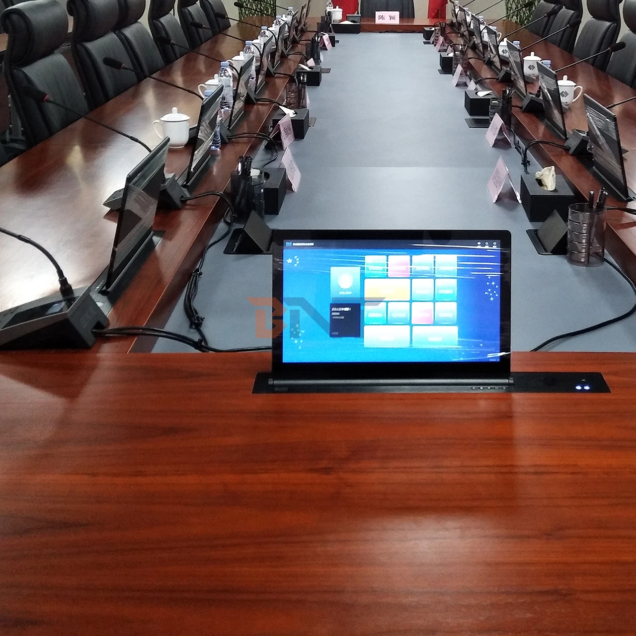 Conference Table Pop Up LCD Monitor Lift BNT 17 3 Retractable Touch Screen