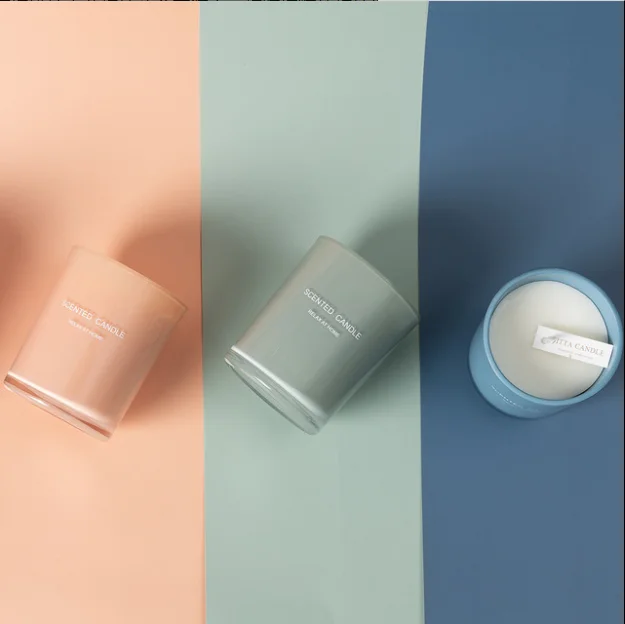 Soy wax candles in bulk scented Custom LOGO Amazon Wholesale Transparent Glass Jar Scented Candles