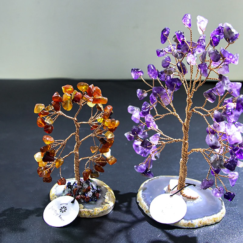 luxury jewelry decorative natural wealth quartz gemstone crystal fortune tree