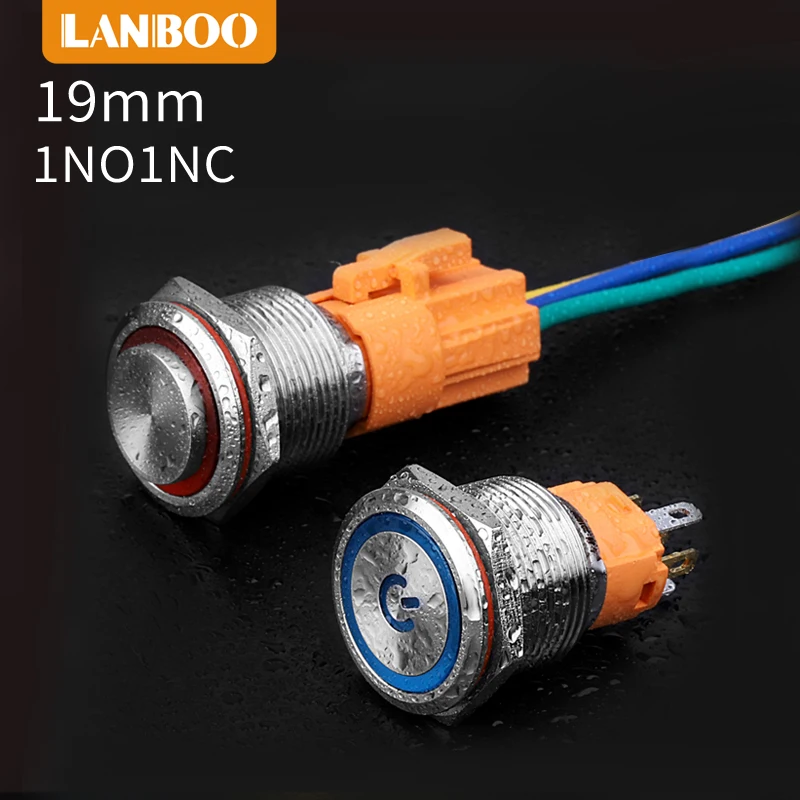 Светодиодный солнечный свет мощность Символ Кнопка мгновенного фиксации компьютерный корпус переключателя 3 вида цветов Новый 19 мм для 10A 5V 3A / 250VAC с плоской головкой