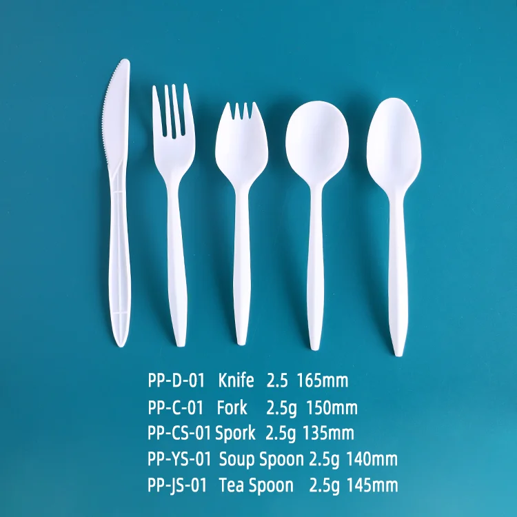 2.5g Wrapped Plastic Cutlery Set - Knife Spoon Fork Set, Bulk Plastic Utensil Cutlery Set Disposable To Go Silverware