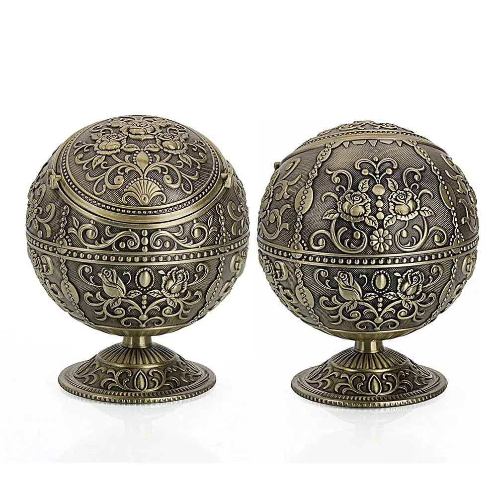 Vintage Windproof Ashtray Metal Push Down Smoking Ash Tray