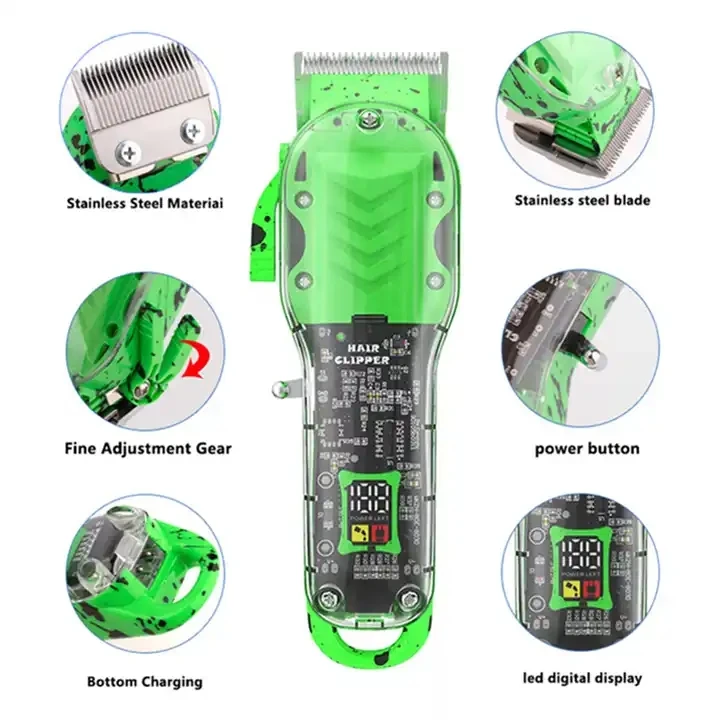 2024 New Products Hot Selling Strong Power Cordless Electric Rechargeable Pro Salon 10W Hair Clipper Trimmer