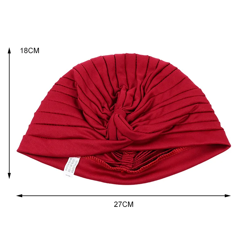 Muslim Women Cotton Cross Ruffle Chemo Sleep Turban Head Wear Scarf Beanie Hat for Cancer Patient Hair Loss Accessories