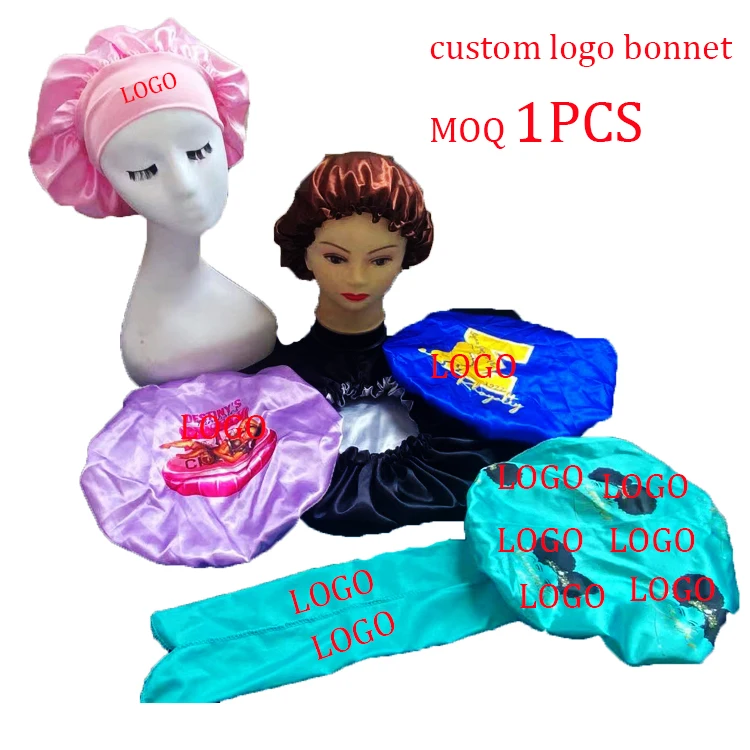 Factory Satin Bag Custom Large Drawstring Lingerie Satin Bag Bonnet Headband With Custom Logo
