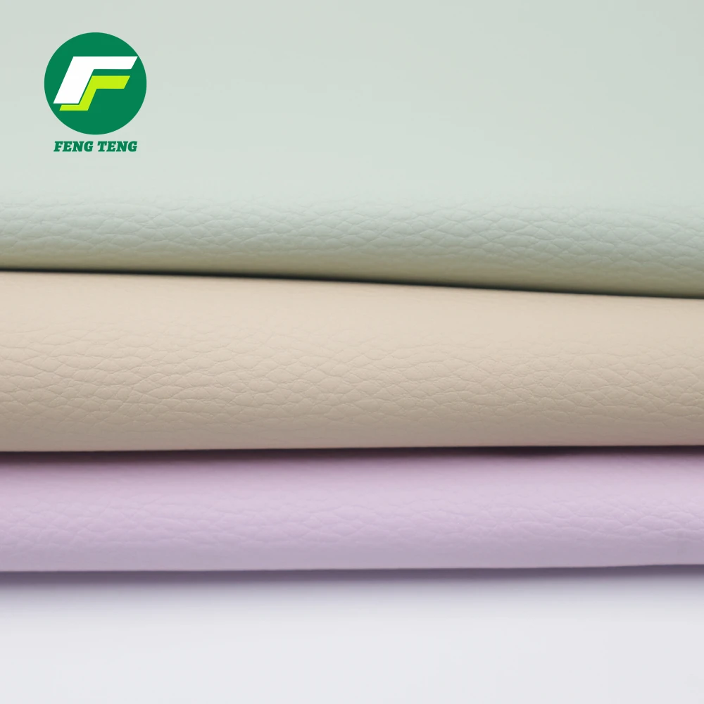 Factory Hot Selling Luxury Print Logo Embossed Grain Beautiful Color Pvc Leather Car Free Sample Fabric Leather