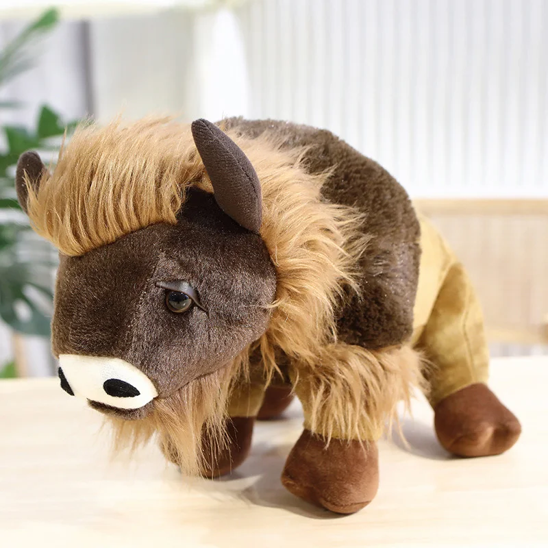 Wholesale Simulation Buffalo Plush Toys Bison Stuffed Dolls Long-Haired Buffalo Stuffed Animal Toys Cow Plush Doll