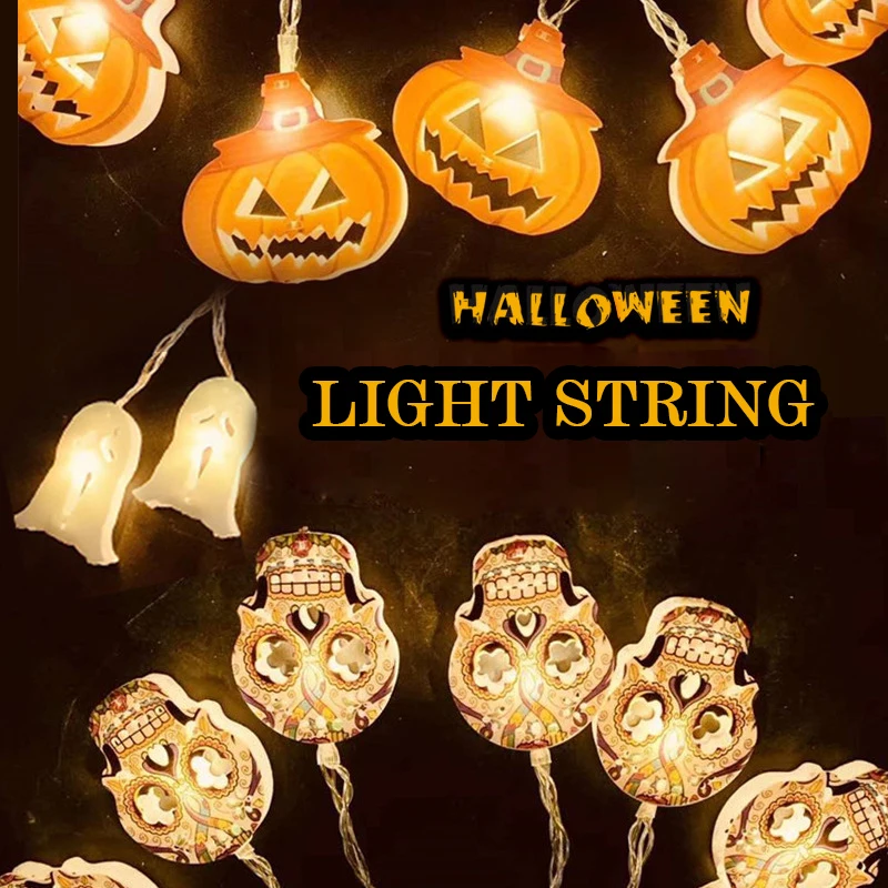 2025 Halloween Light up Scene Layout 1.5m Led Bat Pumpkin String Light for Outdoor Holiday Decorations