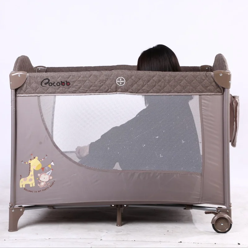 
Safety baby bed comfrotable baby travel cot Portable and Foldable Play Yard Simple Metal Baby Swing Bed 