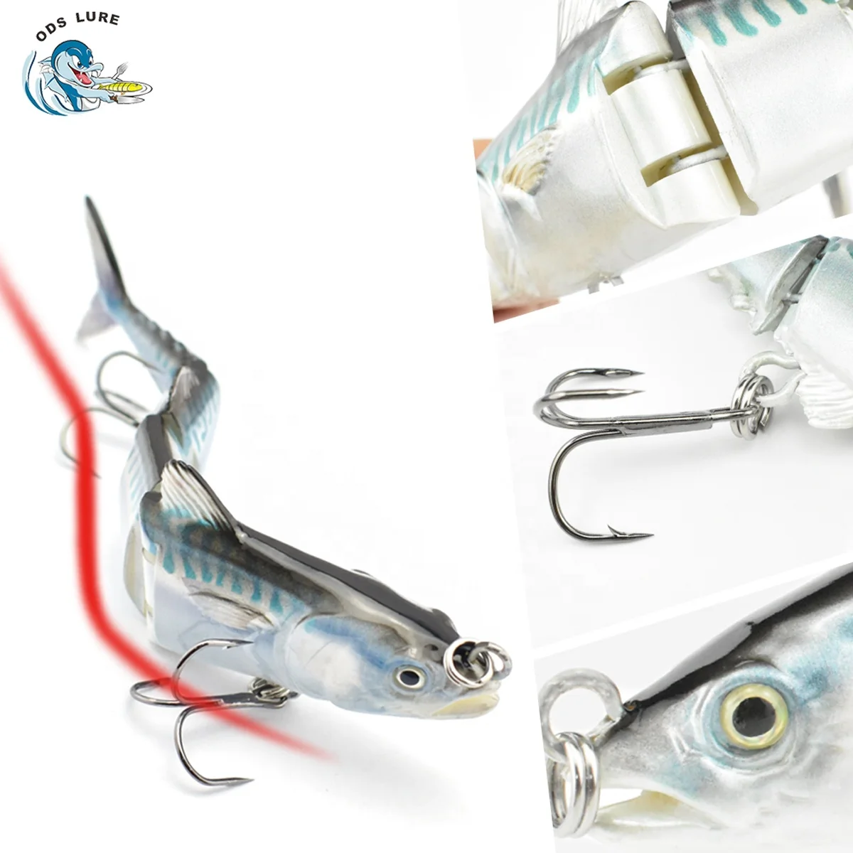 ODS Jointed Bass Fishing Bait for Saltwater Freshwater Four Section Tuna Lure Swimbait Hard Plastic Tuna Trolling Fishing lures
