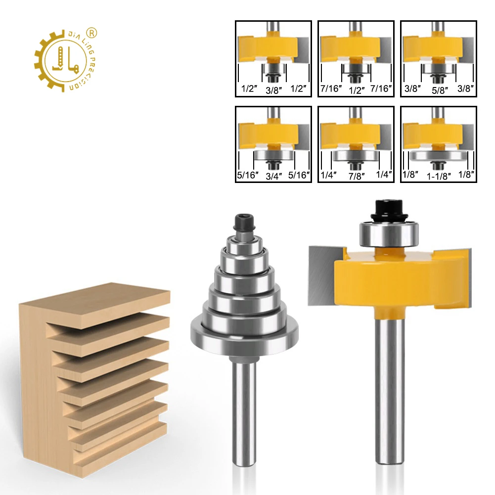 CNC Router Bit Sets Cabide Bit 1/4 Inch Shank 6mm Rabbeting Router Bits For Wood Woodworking With Ball Bearing