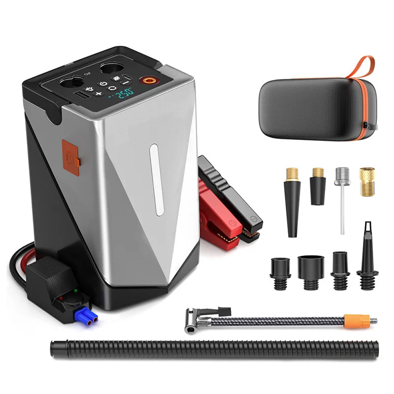 4in1 Car Battery Charger 12V 24V Blower Car Tire Inflation Air Pump Compressor Power Bank 12000mAh Portable Car Jump Starter