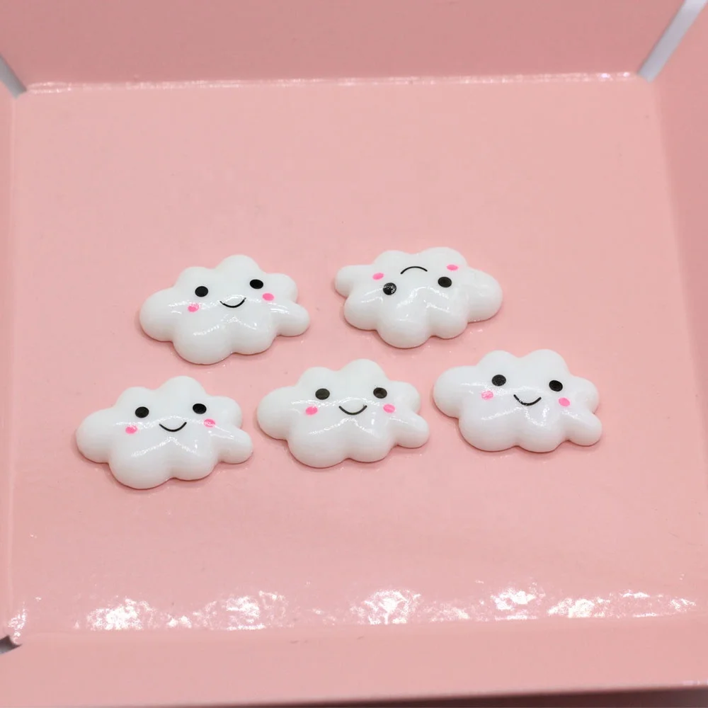 
Cute 100pcs White Smile Cloud Resin Flack Back Cabochon Art Supply Decoration Charm DIY Accessories Small Craft 