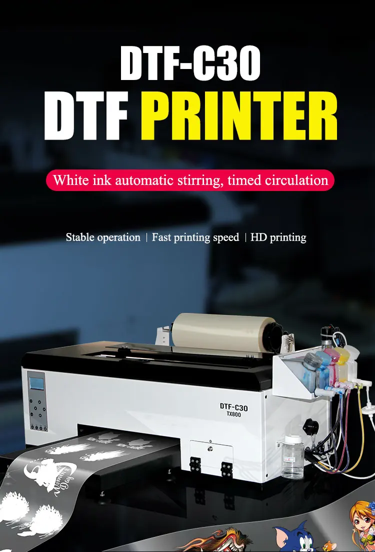 Factory direct Dtf Inkjet Printer Tx800 A3 Heat Transfer Printing Machine Direct To Film Dtf Inkjet Printer 30cm