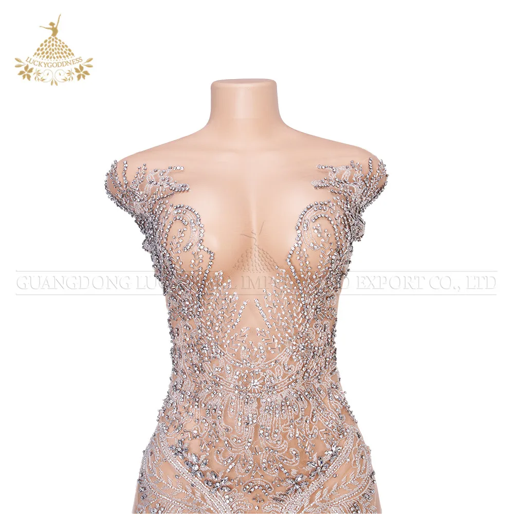 Dra-508 Fashion Crystal Bridal Applique Hot Fix Rhinestone Applique for Wedding Dresses