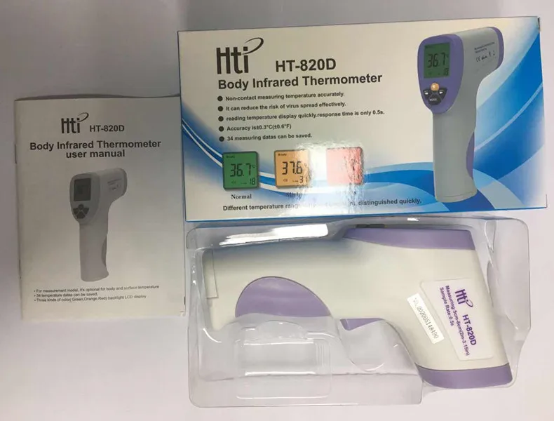  HT-820D HTI медицинский Бесконтактный ЛОБНЫЙ ИК-термометр для человеческого