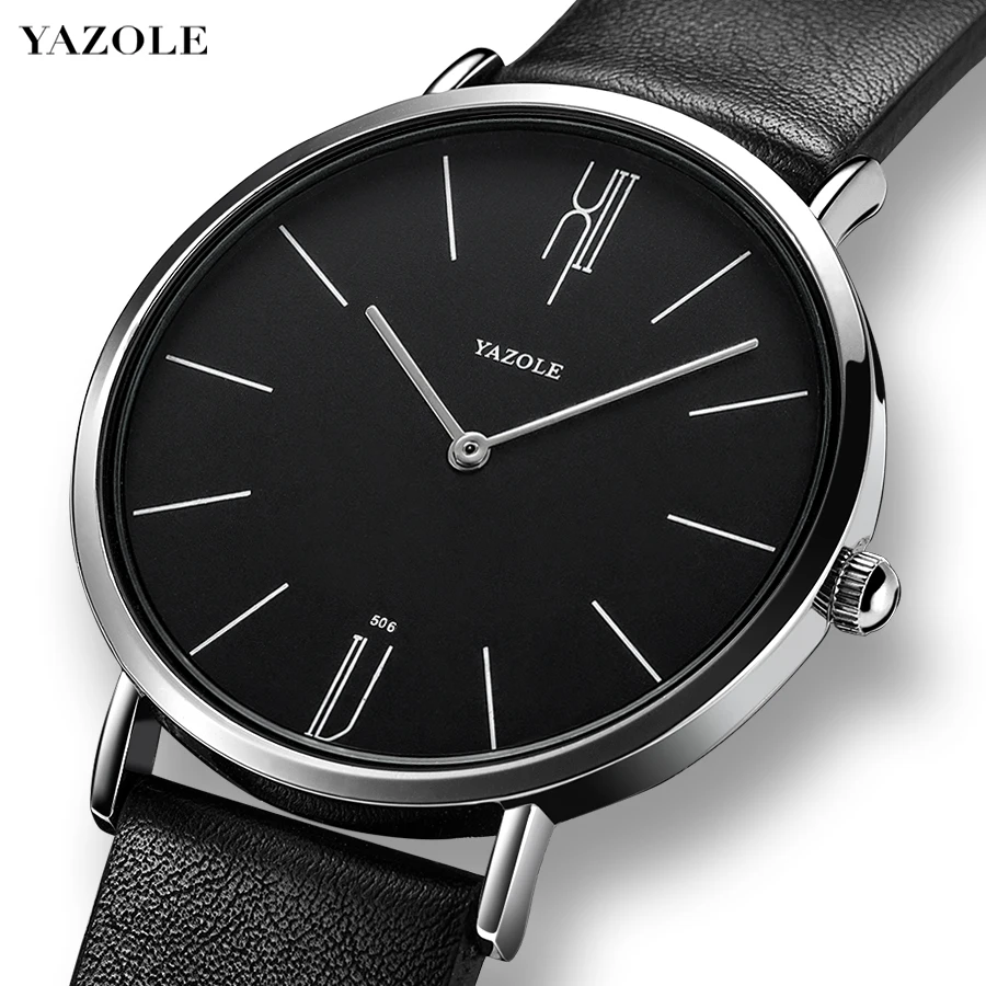 Reloj Yazole Watch Men Waterproof Ultra Thin Quartz Watch For Men Fashion Simple Black Men Watch Male Wristwatch Montre Homme