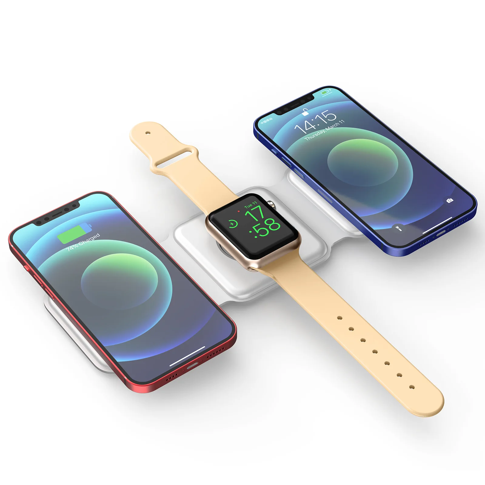 3 In 1 Wireless Charger Magnetic Foldable Charging Station Fast Wireless Charging Pad For Iphone/Samsung for Apple Watch Airpods