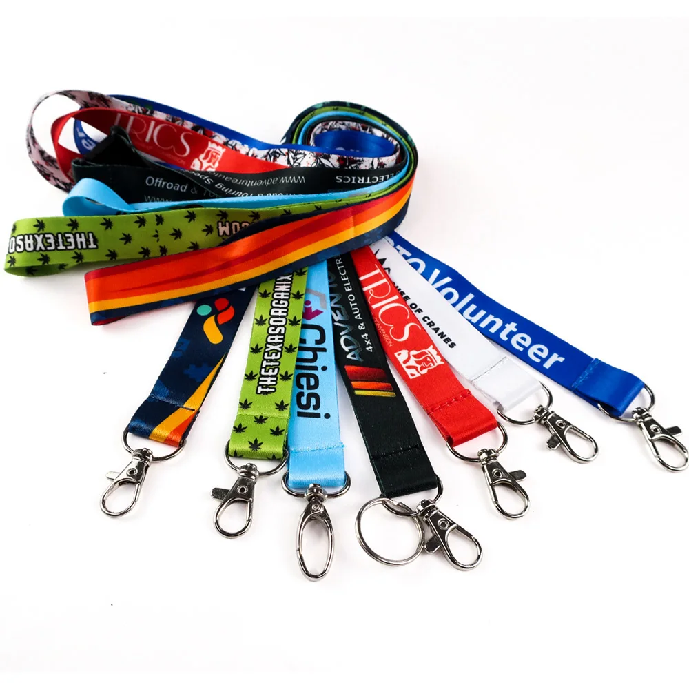 Customised promotional screen printed neck lanyards printing custom logo sublimation polyester anime lanyard with logo custom
