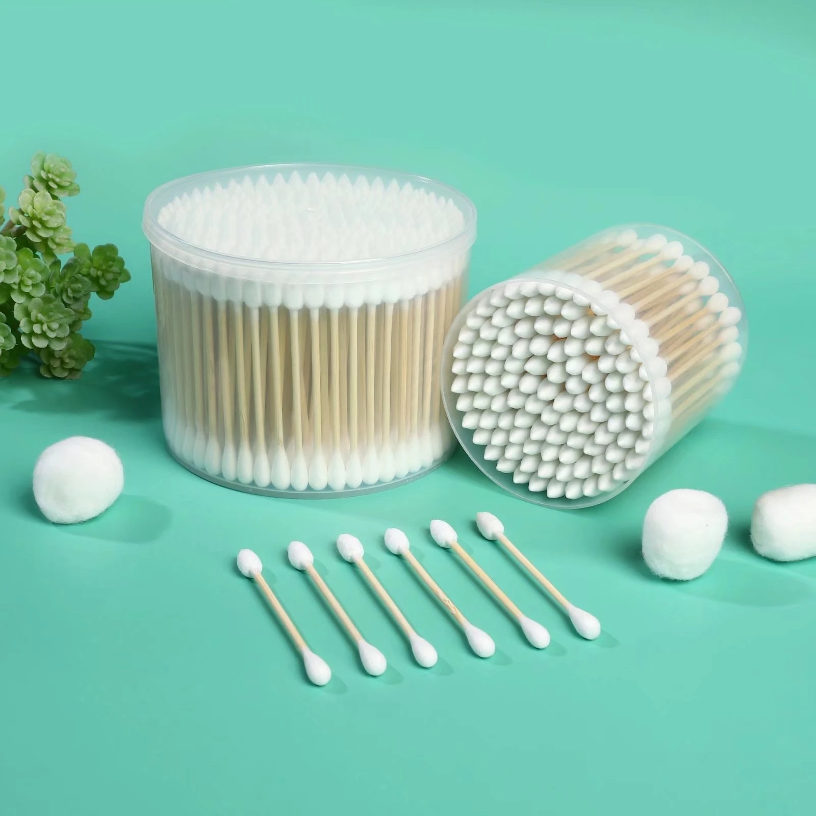 Big size dab tool one side tip one side round bamboo cotton swabs
