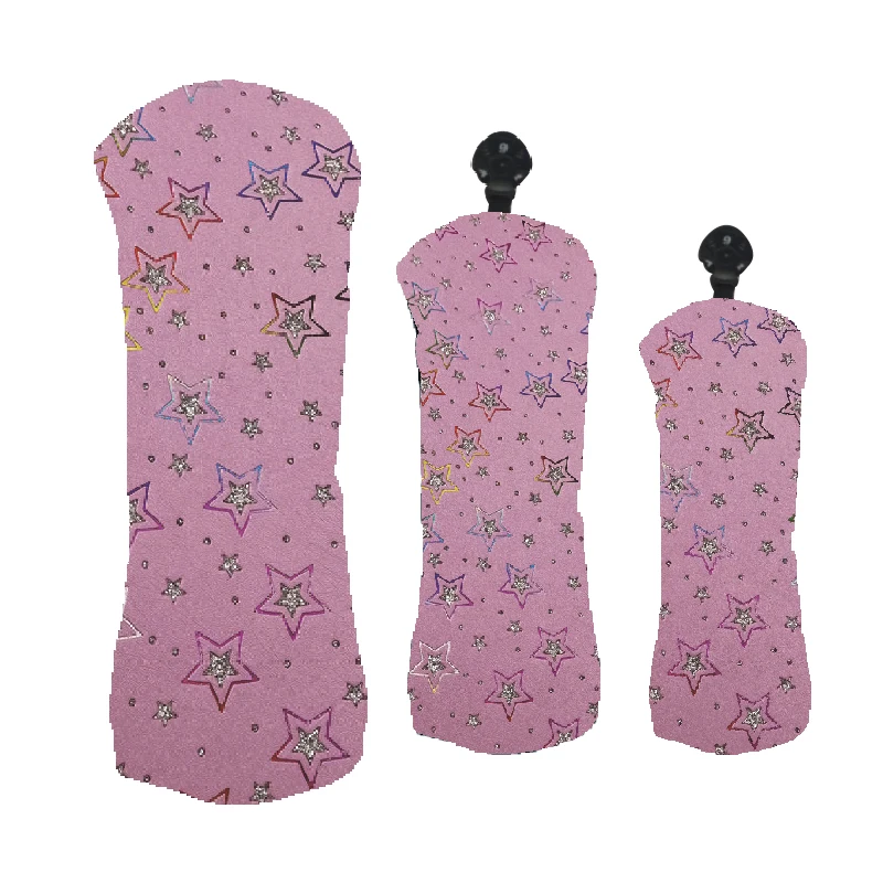 Pink polyester golf canvas waterproof 460 cc driver wood blade putter mallet putting headcovers