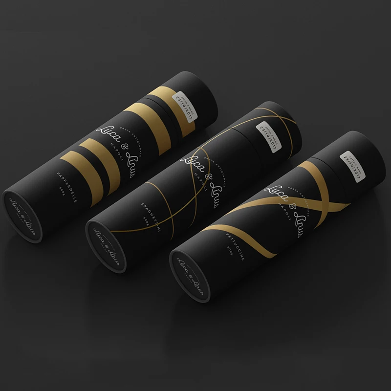 Luxury Custom  Eco Friendly Biodegradable Cardboard cylinder box Paper Tube For whiskey  Olive Oil  wine  Bottle Packaging