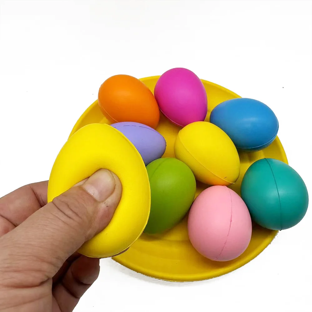 PU Foam Slow Rebound Squeeze Color Fidget Egg Toys Stress Reliever Easter Egg Toy Crafts for Kids and Fun Home Activities
