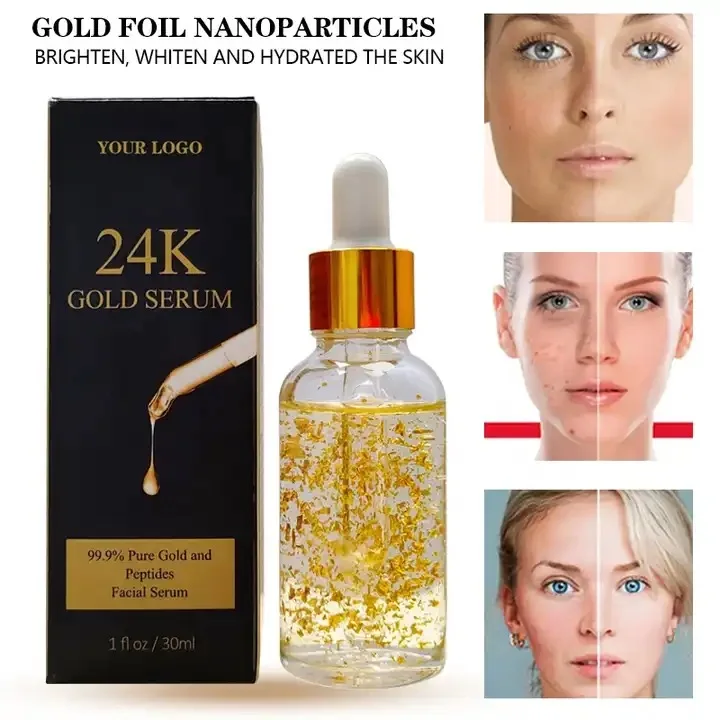 Customize Label Korean 4 in 1 Face Serum Skin Care Removing Dark Spots Natural Organic Vitamin C Whitening 24 K Gold Face Serum