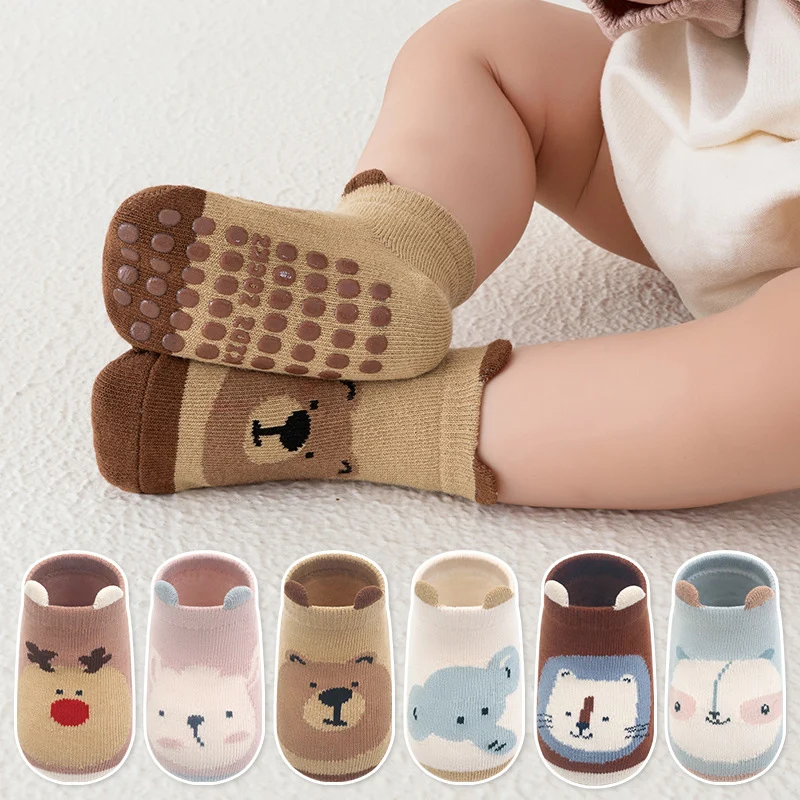 24 Autumn/Winter Cartoon Boys and Girls Anti slip Ship Socks Infant Floor Socks Learning Step Socks New Design for Girls
