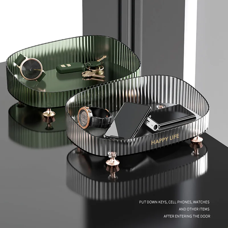 Multifunctional Desktop Storage Box Light Luxury Cosmetics Shelf With Feet Transparent Organizing Box bathroom organizer