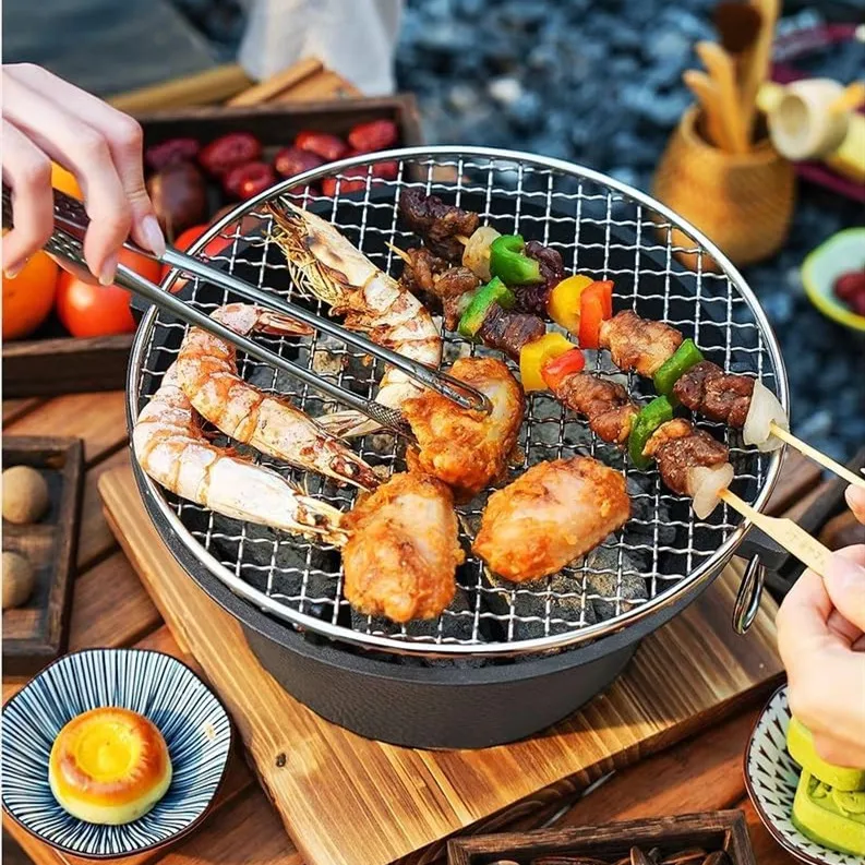 Non Stick Charcoal Barbecue Grill For Outdoor Camping Portable Bbq Stove Cast Iron Charcoal Stove Barbecue Grill Stove BBQ Grill