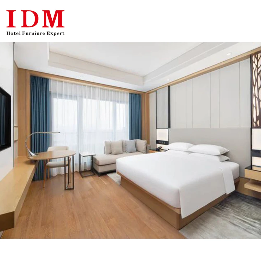 Factory Professional Manufacture Luxury King Size Hotel Room Five Star Guest Design Wooden Hotel Bedroom