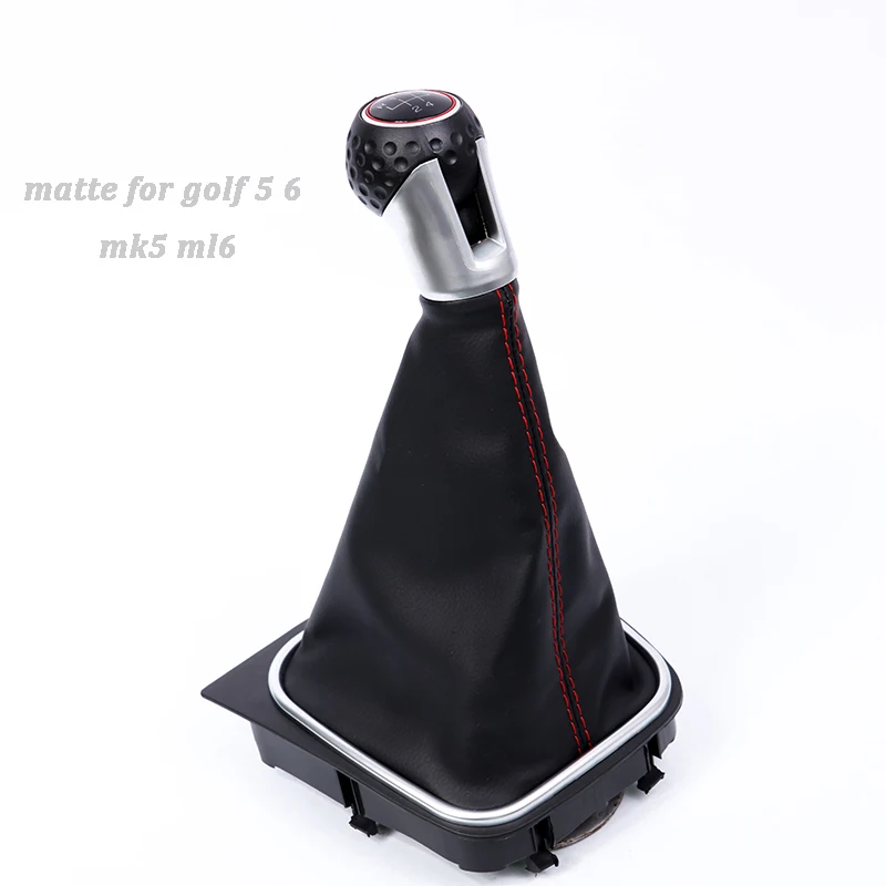 Fasctory good manual speed leather car gear lever gear shift knob with dust cover for vw golf 5 golf 6 mk5 gti