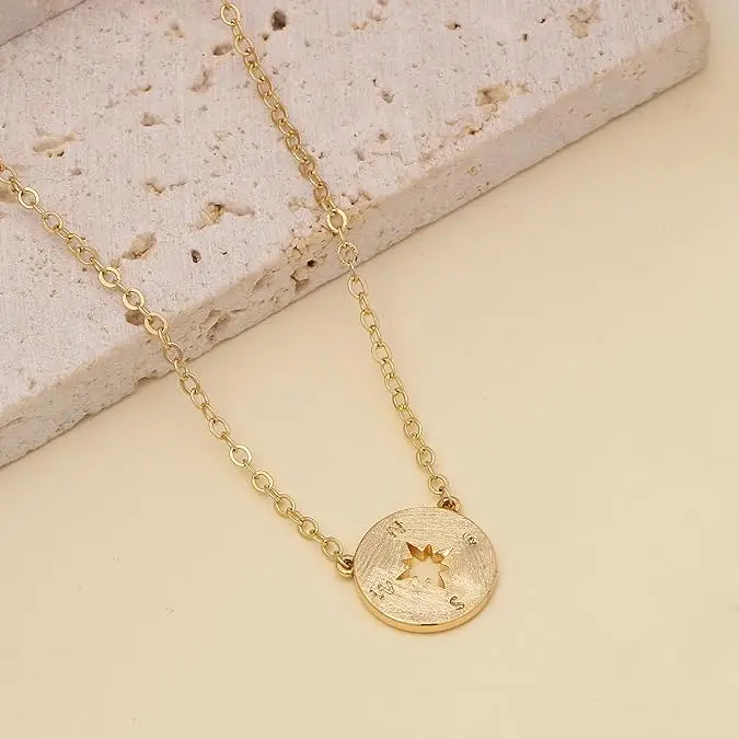 Graduation Gift For Her 2024 Compass Necklace for Women Dainty Gold Necklaces for Female Friends Travel Pendant Jewelry