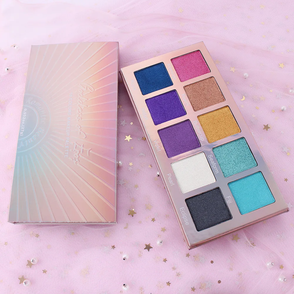 
Hot Sale Beauty High Pigment Rainbow 10 Colors Eye Matte Glazed Board Big Eyeshadow Palette 