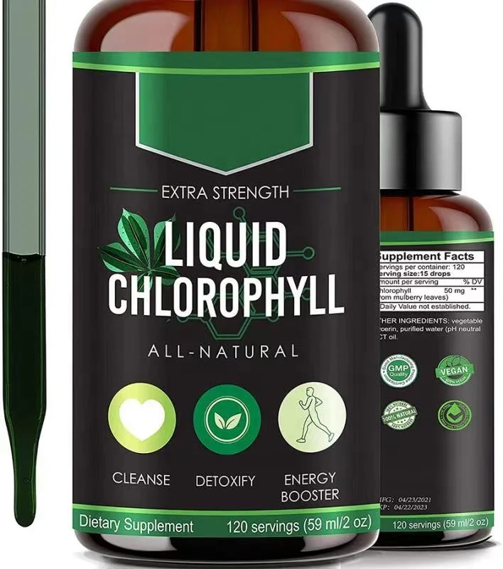 OEM Private label Chlorophyll Liquid Drops Powerful Antioxidant Vegan Liquid Chlorophyll Drops For Weight Loss,Anti-aging,detox