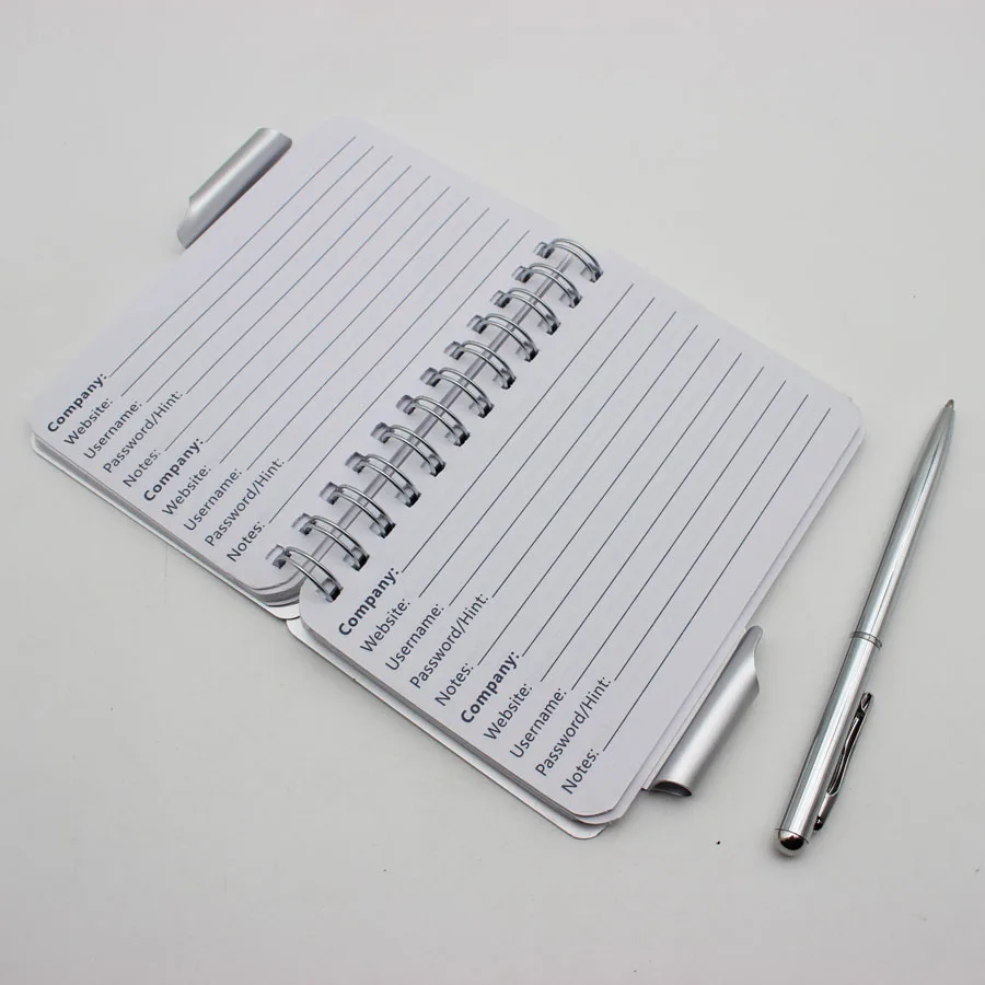 Metal Mini Pocket Cover Office Wire Spiral Journal Diary Notebook With Pen
