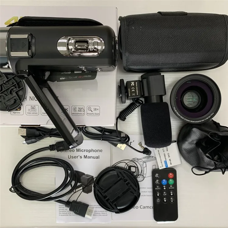  Профессиональная видеокамера HDV4K HD Цифровая камера для путешествий ежедневная съемка Свадебная поддержка 4K с микрофоном простота в