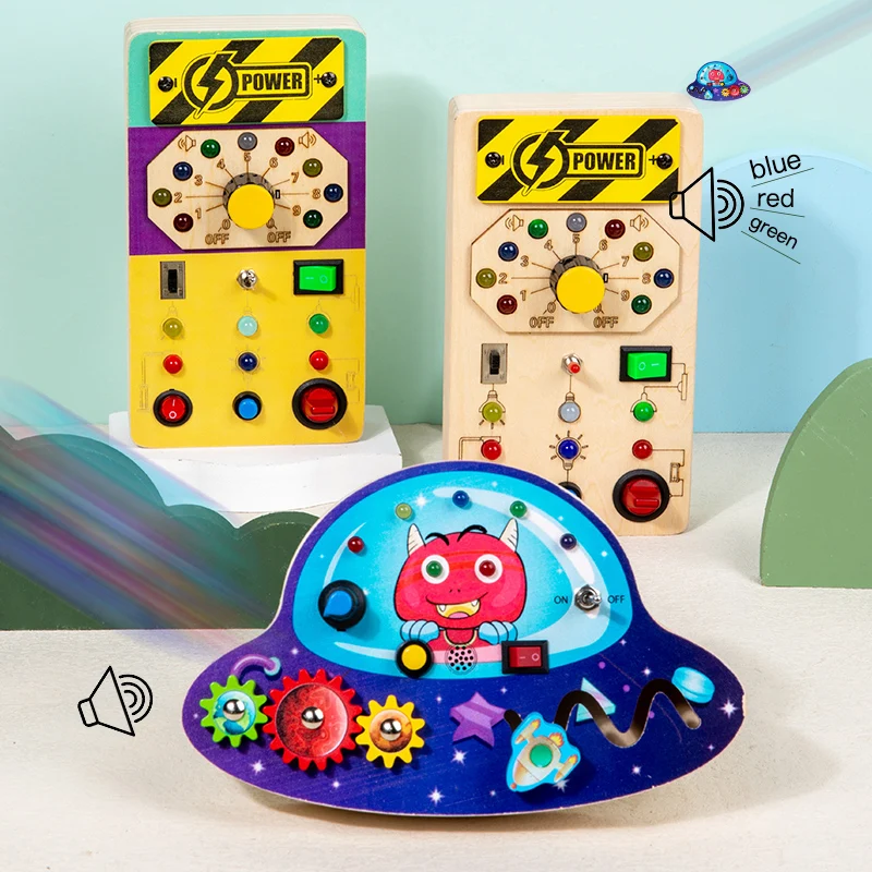 2024 New Montessori Wooden Busy Board led light busy board Light Switch Toys for Toddlers