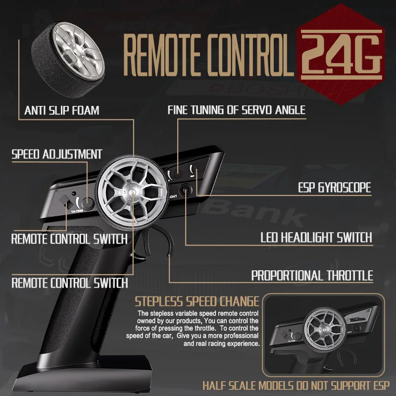 1:16 RC High Speed Drift Racing Car 2.4G Remote Control DIY Toy Car 40KM Per Hour with Changeable Car Cover and Wheels