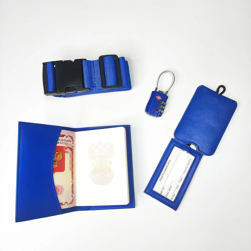 Travel Accessories Kit 4 PCS Passport TSA Lock Luggage Straps Suitcase Tags Travel All In One Convenient Set
