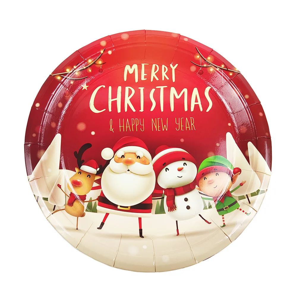 2022 Christmas and New Year theme party disposable tableware pull flag decoration tableware set