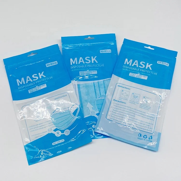 
In stock transparent Plastic Ziplock Pouch Face Mask Packaging Bag nice design 