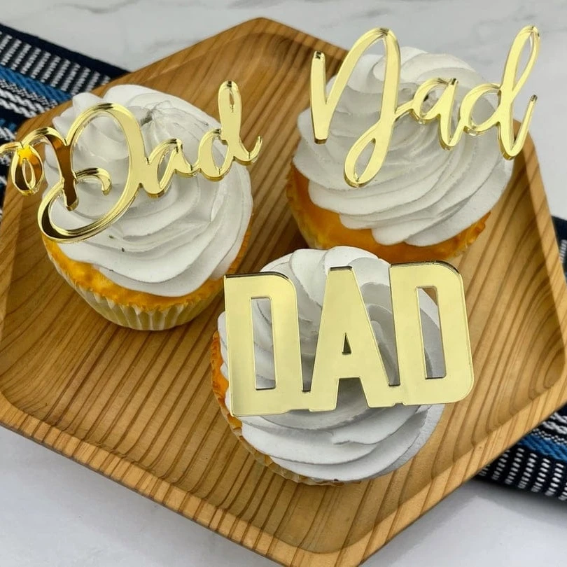 Fathers day disc mini acrylic cupcake topper for cake decoration