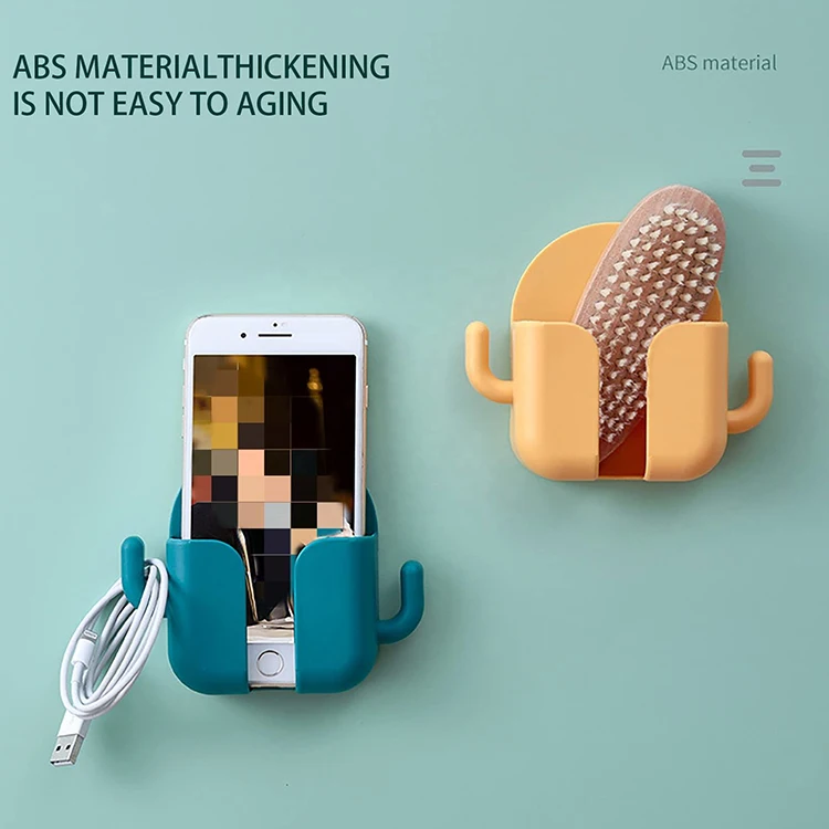 Wholesale Household Multifunctional Wall Mounted Storage Plastic Adhesive Phone Shelf Remote Control Storage Box