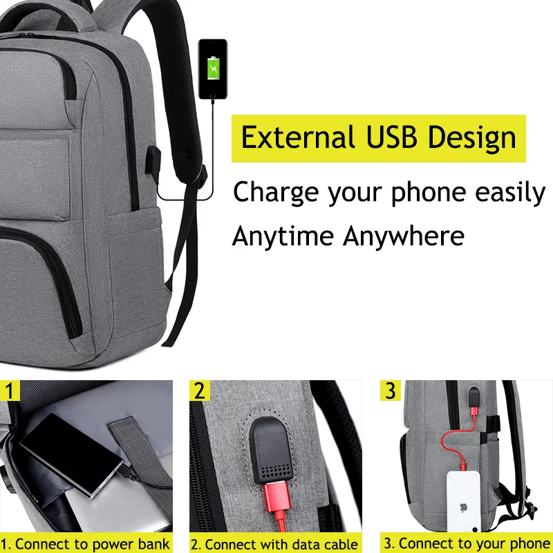 Computer work business men college waterproof laptop backpacks large capacity 15.6 inch travel laptop backpack with usb