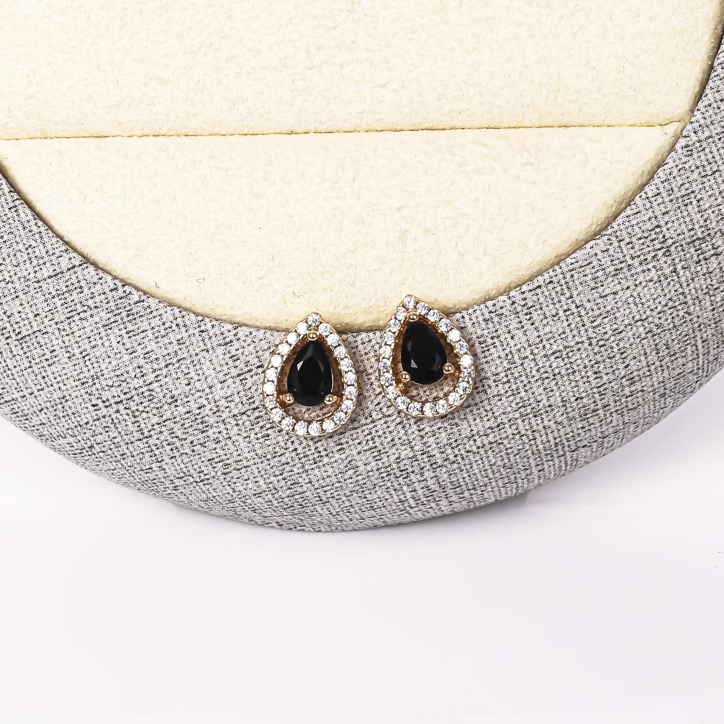 CM jewelry fashion wholesale black green zircon 18K gold plated set Pendant Necklace earring Pear Cut water drop set for women